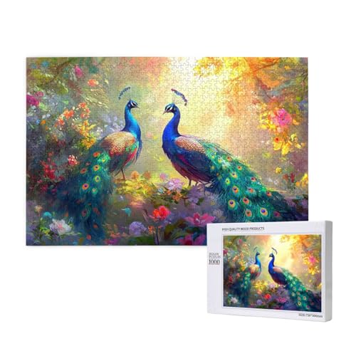 Pfau Puzzle 500 Teile Erwachsene, DIY Blume Puzzle Design für Erwachsene und Kinder ab 5 Jahren, HD Farbe Puzzel mit Geschenkbox Verpackung for Wand Zimmer Deko Wohnzimmer, Geschenke für Frauen -2198 von Wjffnzbz