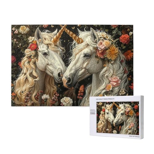 Pferd Puzzle 1000 Teile Erwachsene, 5D DIY Blume Puzzle Design für Erwachsene und Kinder ab 5 Jahren, HD Farbe Puzzel mit Geschenkbox Verpackung for Zimmer Deko Wohnzimmer, Geschenke für Frauen -729 von Wjffnzbz