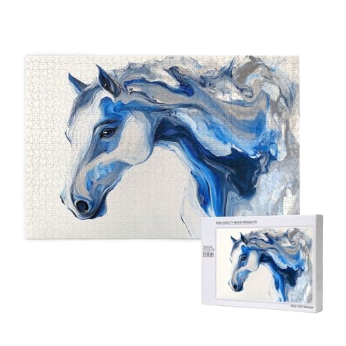 Pferd Puzzle 1500 Teile Erwachsene, 5D DIY Kunst Puzzle Design für Erwachsene und Kinder ab 5 Jahren, HD Farbe Puzzel mit Geschenkbox Verpackung for Zimmer Deko Wohnzimmer, Geschenke für Frauen -1185 von Wjffnzbz