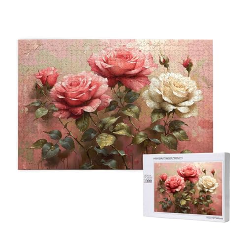 Pfingstrose Puzzle 1000 Teile Erwachsene, Rosa Puzzle Design für Erwachsene und Kinder ab 5 Jahren, HD Farbe Puzzel mit Geschenkbox Verpackung for Zimmer Deko Wohnzimmer, Geschenke für Frauen -1394 von Wjffnzbz