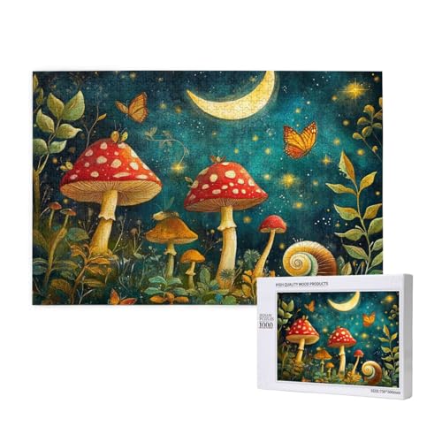 Pilz Puzzle 1000 Teile Erwachsene, DIY Mond Puzzle Design für Erwachsene und Kinder ab 5 Jahren, HD Farbe Puzzel mit Geschenkbox Verpackung for Wand Zimmer Deko Wohnzimmer, Geschenke für Frauen -1029 von Wjffnzbz