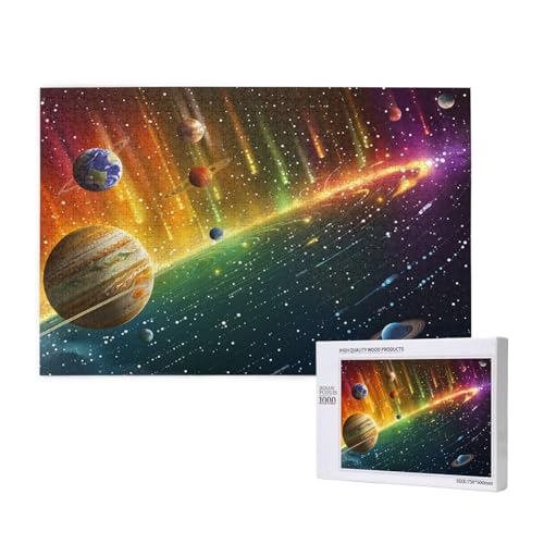 Planet Puzzle 1000 Teile Erwachsene, DIY Universum Puzzle Design für Erwachsene und Kinder ab 5 Jahren, HD Farbe Puzzel mit Geschenkbox Verpackung for Zimmer Deko Wohnzimmer, Geschenke für Frauen -124 von Wjffnzbz