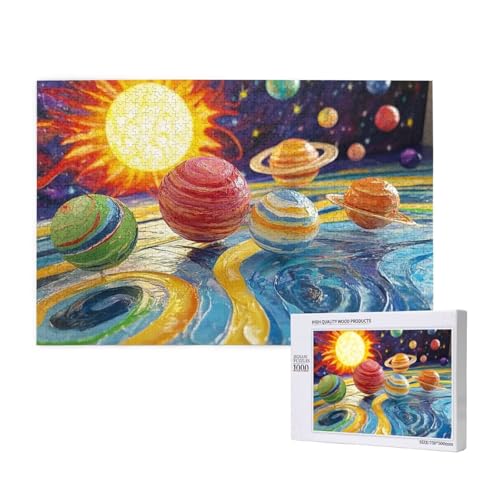 Planet Puzzle 1500 Teile Erwachsene, 5D DIY Sonne Puzzle Design für Erwachsene und Kinder ab 5 Jahren, HD Farbe Puzzel mit Geschenkbox Verpackung for Zimmer Deko Wohnzimmer, Geschenke für Frauen -1860 von Wjffnzbz