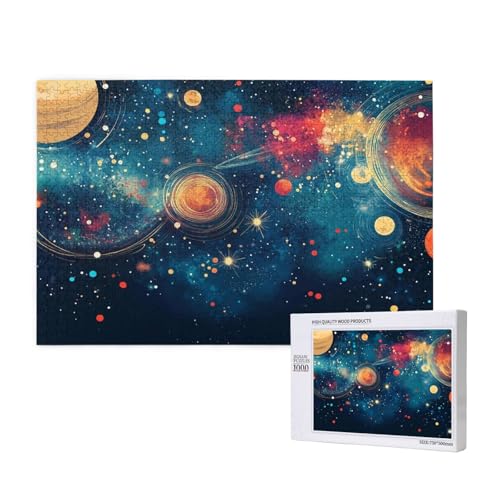 Planet Puzzle 1500 Teile Erwachsene, Sternenhimmel Puzzle Design für Erwachsene und Kinder ab 5 Jahren, Farbe Puzzel mit Geschenkbox Verpackung for Zimmer Deko Wohnzimmer, Geschenke für Frauen -1035 von Wjffnzbz