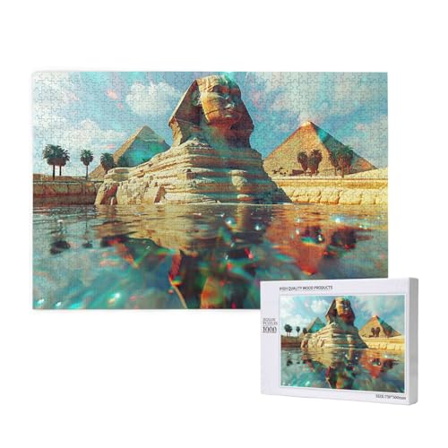 Pyramide Puzzle 1000 Teile Erwachsene, DIY Sphinx Puzzle Design für Erwachsene und Kinder ab 5 Jahren, HD Farbe Puzzel mit Geschenkbox Verpackung for Zimmer Deko Wohnzimmer, Geschenke für Frauen -744 von Wjffnzbz