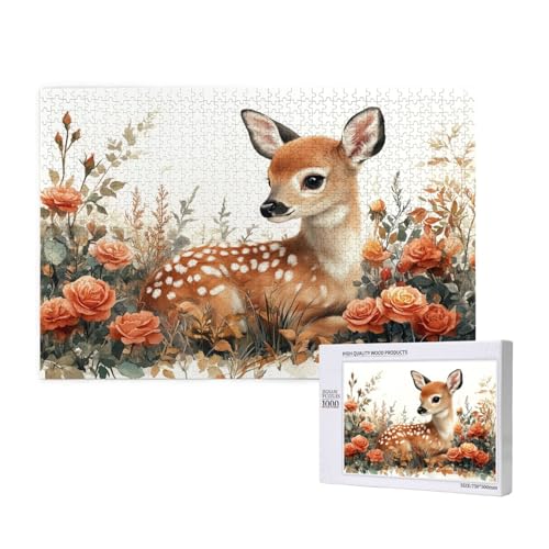 Reh Puzzle 300 Teile Erwachsene, 5D DIY Blume Puzzle Design für Erwachsene und Kinder ab 5 Jahren, HD Farbe Puzzel mit Geschenkbox Verpackung for Wand Zimmer Deko Wohnzimmer, Geschenke für Frauen -312 von Wjffnzbz