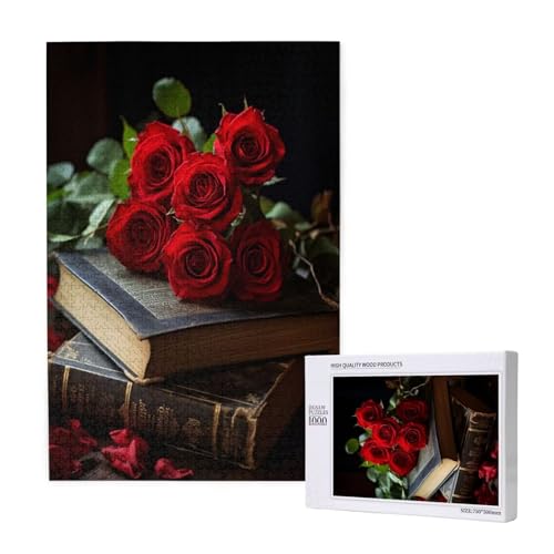 Rose Puzzle 1000 Teile Erwachsene, DIY Buch Puzzle Design für Erwachsene und Kinder ab 5 Jahren, HD Farbe Puzzel mit Geschenkbox Verpackung for Wand Zimmer Deko Wohnzimmer, Geschenke für Frauen -5609 von Wjffnzbz