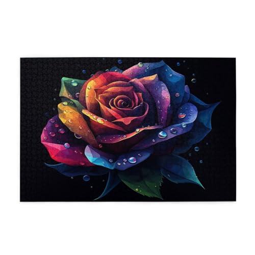 Rose Puzzle 1500 Teile Erwachsene, DIY Farbe Puzzle Design für Erwachsene und Kinder ab 5 Jahren, HD Farbe Puzzel mit Geschenkbox Verpackung for Wand Zimmer Deko Wohnzimmer, Geschenke für Frauen -2370 von Wjffnzbz