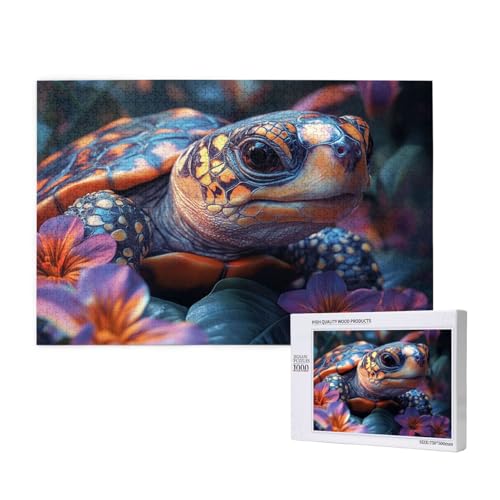 Schildkröte Puzzle 1500 Teile Erwachsene, Blume Puzzle Design für Erwachsene und Kinder ab 5 Jahren, HD Farbe Puzzel mit Geschenkbox Verpackung for Zimmer Deko Wohnzimmer, Geschenke für Frauen -335 von Wjffnzbz