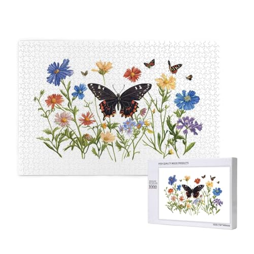 Schmetterling Puzzle 1000 Teile Erwachsene, Blume Puzzle Design für Erwachsene und Kinder ab 5 Jahren, Farbe Puzzel mit Geschenkbox Verpackung for Zimmer Deko Wohnzimmer, Geschenke für Frauen -3234 von Wjffnzbz