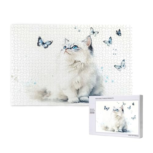 Schmetterling Puzzle 1000 Teile Erwachsene, DIY Katze Puzzle Design für Erwachsene und Kinder ab 5 Jahren, Farbe Puzzel mit Geschenkbox Verpackung for Zimmer Deko Wohnzimmer, Geschenke für Frauen -409 von Wjffnzbz