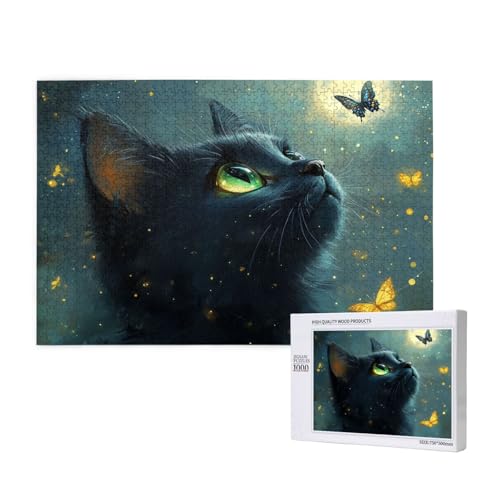 Schmetterling Puzzle 1000 Teile Erwachsene, DIY Katze Puzzle Design für Erwachsene und Kinder ab 5 Jahren, Farbe Puzzel mit Geschenkbox Verpackung for Zimmer Deko Wohnzimmer, Geschenke für Frauen -294 von Wjffnzbz