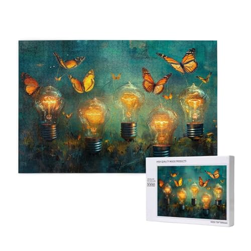 Schmetterling Puzzle 300 Teile Erwachsene, DIY elektrisches Licht Puzzle Design für Erwachsene und Kinder ab 5 Jahren, Puzzel mit Geschenkbox Verpackung, Zimmer Deko Wohnzimmer, Geschenke Frauen -2377 von Wjffnzbz