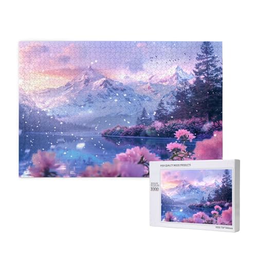 Schneeberg Puzzle 1000 Teile Erwachsene, Blume Puzzle Design für Erwachsene und Kinder ab 5 Jahren, HD Farbe Puzzel mit Geschenkbox Verpackung for Zimmer Deko Wohnzimmer, Geschenke für Frauen -1469 von Wjffnzbz