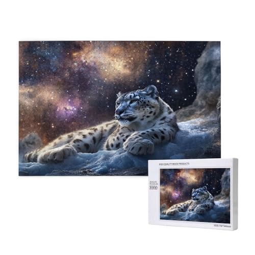 Schneeleopard Puzzle 1500 Teile Erwachsene, Sternenhimmel Puzzle Design für Erwachsene und Kinder ab 5 Jahren, Puzzel mit Geschenkbox Verpackung for Zimmer Deko Wohnzimmer, Geschenke für Frauen -30 von Wjffnzbz