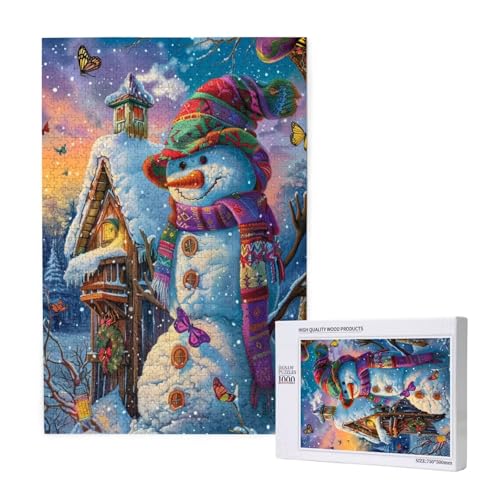 Schneemann Puzzle 500 Teile Erwachsene, DIY Hut Puzzle Design für Erwachsene und Kinder ab 5 Jahren, HD Farbe Puzzel mit Geschenkbox Verpackung for Zimmer Deko Wohnzimmer, Geschenke für Frauen -9433 von Wjffnzbz