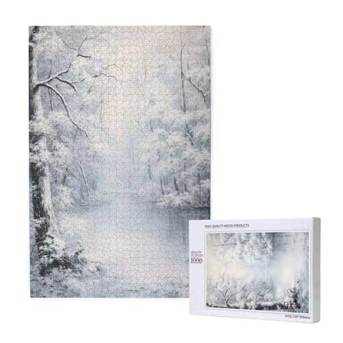 Schneeszene Puzzle 500 Teile Erwachsene, DIY Weiß Puzzle Design für Erwachsene und Kinder ab 5 Jahren, HD Farbe Puzzel mit Geschenkbox Verpackung for Zimmer Deko Wohnzimmer, Geschenke für Frauen -5448 von Wjffnzbz