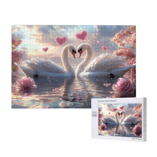 Schwan Puzzle 1000 Teile Erwachsene, 5D DIY Liebe Puzzle Design für Erwachsene und Kinder ab 5 Jahren, HD Farbe Puzzel mit Geschenkbox Verpackung for Zimmer Deko Wohnzimmer, Geschenke für Frauen -359 von Wjffnzbz