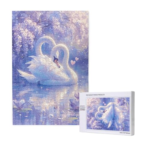 Schwan Puzzle 1500 Teile Erwachsene, 5D DIY Blume Puzzle Design für Erwachsene und Kinder ab 5 Jahren, HD Farbe Puzzel mit Geschenkbox Verpackung for Zimmer Deko Wohnzimmer, Geschenke für Frauen -6125 von Wjffnzbz