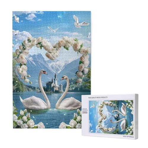 Schwan Puzzle 300 Teile Erwachsene, 5D DIY Liebe Puzzle Design für Erwachsene und Kinder ab 5 Jahren, HD Farbe Puzzel mit Geschenkbox Verpackung for Zimmer Deko Wohnzimmer, Geschenke für Frauen -8602 von Wjffnzbz