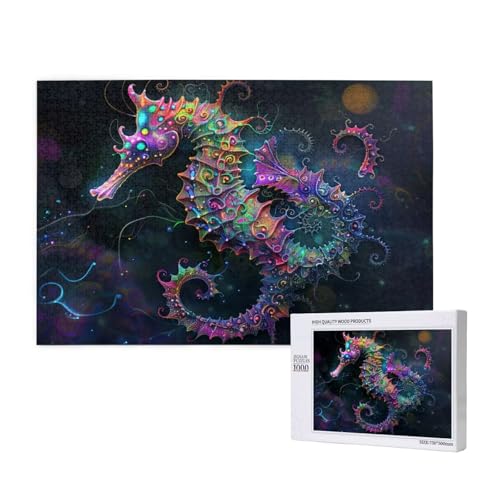 Seepferdchen Puzzle 300 Teile Erwachsene, Kunst Puzzle Design für Erwachsene und Kinder ab 5 Jahren, HD Farbe Puzzel mit Geschenkbox Verpackung for Zimmer Deko Wohnzimmer, Geschenke für Frauen -932 von Wjffnzbz