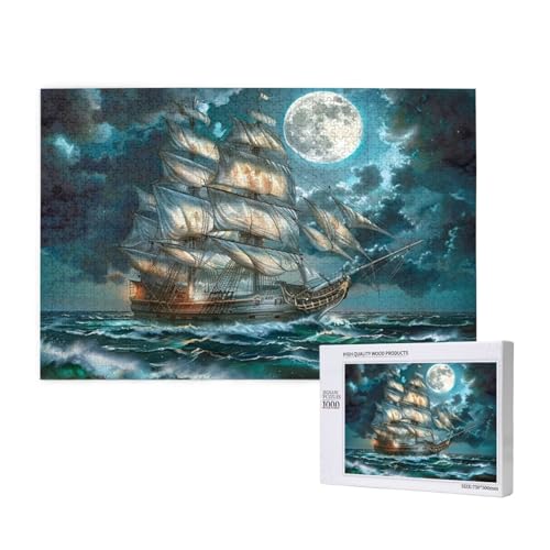 Segelboot Puzzle 300 Teile Erwachsene, 5D DIY Mond Puzzle Design für Erwachsene und Kinder ab 5 Jahren, HD Farbe Puzzel mit Geschenkbox Verpackung for Zimmer Deko Wohnzimmer, Geschenke für Frauen -642 von Wjffnzbz