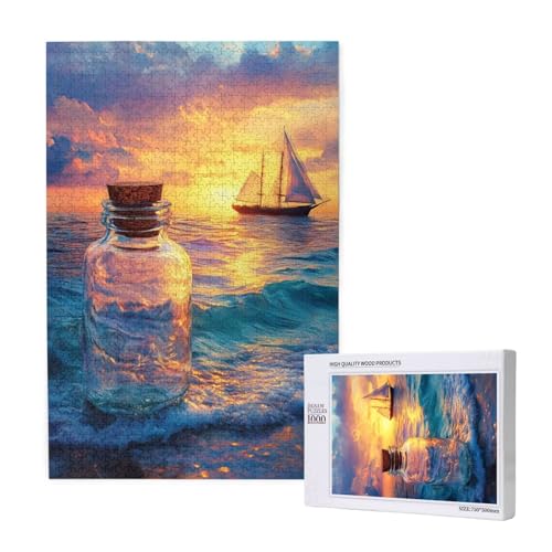 Segelboot Puzzle 300 Teile Erwachsene, DIY Sonnenuntergang Puzzle Design für Erwachsene und Kinder ab 5 Jahren, Puzzel mit Geschenkbox Verpackung for Zimmer Deko Wohnzimmer, Geschenke für Frauen -6652 von Wjffnzbz