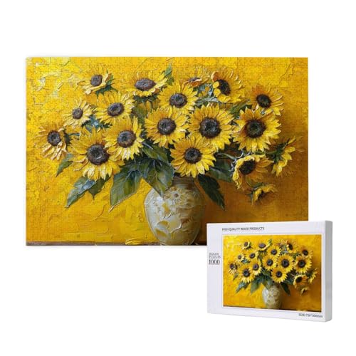 Sonnenblume Puzzle 1000 Teile Erwachsene, Blume Puzzle Design für Erwachsene und Kinder ab 5 Jahren, HD Farbe Puzzel mit Geschenkbox Verpackung for Zimmer Deko Wohnzimmer, Geschenke für Frauen -1444 von Wjffnzbz