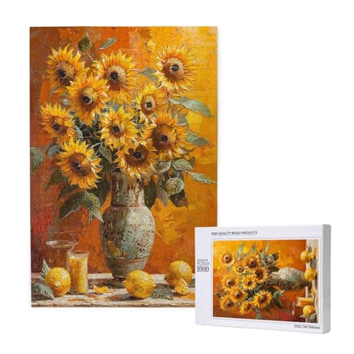 Sonnenblume Puzzle 1500 Teile Erwachsene, Blume Puzzle Design für Erwachsene und Kinder ab 5 Jahren, HD Farbe Puzzel mit Geschenkbox Verpackung for Zimmer Deko Wohnzimmer, Geschenke für Frauen -7785 von Wjffnzbz