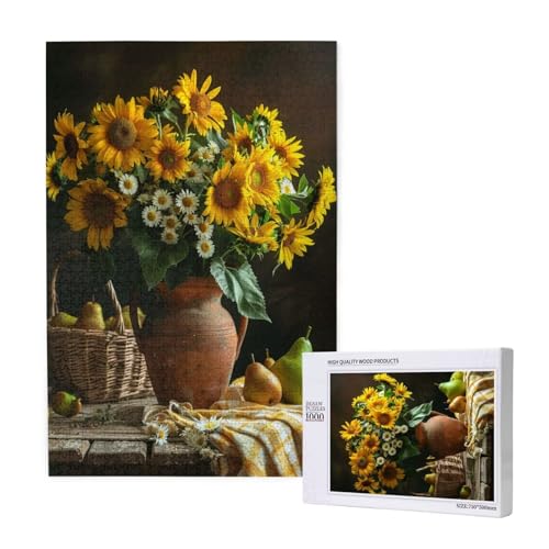 Sonnenblume Puzzle 500 Teile Erwachsene, Blume Puzzle Design für Erwachsene und Kinder ab 5 Jahren, HD Farbe Puzzel mit Geschenkbox Verpackung for Zimmer Deko Wohnzimmer, Geschenke für Frauen -8488 von Wjffnzbz