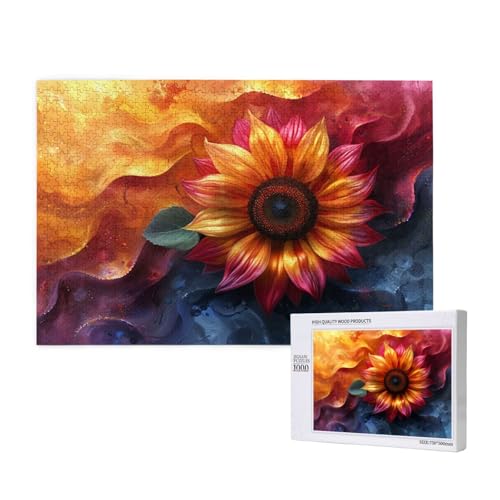 Sonnenblume Puzzle 500 Teile Erwachsene, Streifen Puzzle Design für Erwachsene und Kinder ab 5 Jahren, Farbe Puzzel mit Geschenkbox Verpackung for Zimmer Deko Wohnzimmer, Geschenke für Frauen -1463 von Wjffnzbz