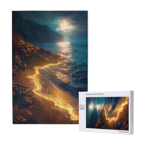 Strand Puzzle 1500 Teile Erwachsene, 5D DIY Mond Puzzle Design für Erwachsene und Kinder ab 5 Jahren, HD Farbe Puzzel mit Geschenkbox Verpackung for Zimmer Deko Wohnzimmer, Geschenke für Frauen -8500 von Wjffnzbz