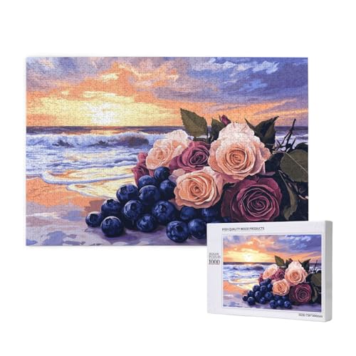 Strand Puzzle 300 Teile Erwachsene, 5D DIY Blume Puzzle Design für Erwachsene und Kinder ab 5 Jahren, HD Farbe Puzzel mit Geschenkbox Verpackung for Zimmer Deko Wohnzimmer, Geschenke für Frauen -3517 von Wjffnzbz