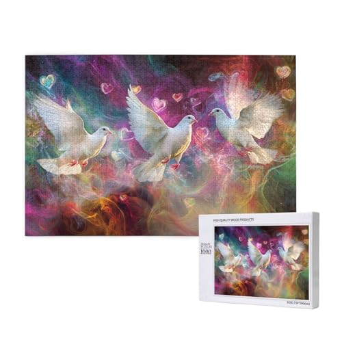 Taube Puzzle 1000 Teile Erwachsene, 5D DIY Liebe Puzzle Design für Erwachsene und Kinder ab 5 Jahren, HD Farbe Puzzel mit Geschenkbox Verpackung for Zimmer Deko Wohnzimmer, Geschenke für Frauen -1044 von Wjffnzbz