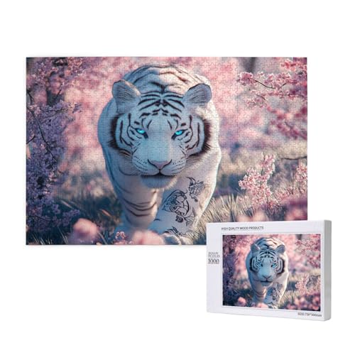 Tiger Puzzle 1000 Teile Erwachsene, 5D DIY Blume Puzzle Design für Erwachsene und Kinder ab 5 Jahren, HD Farbe Puzzel mit Geschenkbox Verpackung for Zimmer Deko Wohnzimmer, Geschenke für Frauen -1719 von Wjffnzbz