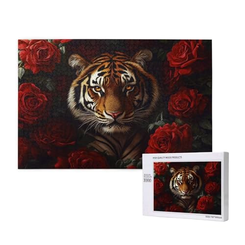 Tiger Puzzle 1000 Teile Erwachsene, 5D DIY Blume Puzzle Design für Erwachsene und Kinder ab 5 Jahren, HD Farbe Puzzel mit Geschenkbox Verpackung for Zimmer Deko Wohnzimmer, Geschenke für Frauen -1944 von Wjffnzbz