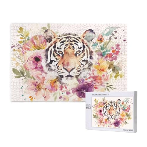 Tiger Puzzle 1000 Teile Erwachsene, 5D DIY Blume Puzzle Design für Erwachsene und Kinder ab 5 Jahren, HD Farbe Puzzel mit Geschenkbox Verpackung for Zimmer Deko Wohnzimmer, Geschenke für Frauen -534 von Wjffnzbz