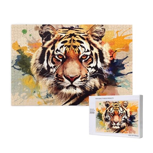 Tiger Puzzle 1000 Teile Erwachsene, 5D DIY Kunst Puzzle Design für Erwachsene und Kinder ab 5 Jahren, HD Farbe Puzzel mit Geschenkbox Verpackung for Zimmer Deko Wohnzimmer, Geschenke für Frauen -559 von Wjffnzbz