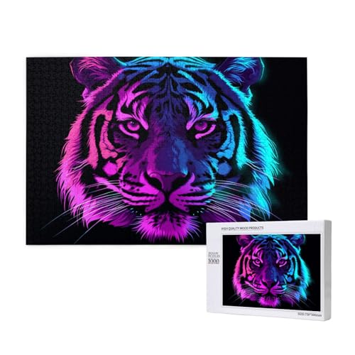 Tiger Puzzle 1000 Teile Erwachsene, DIY Tier Puzzle Design für Erwachsene und Kinder ab 5 Jahren, HD Farbe Puzzel mit Geschenkbox Verpackung for Wand Zimmer Deko Wohnzimmer, Geschenke für Frauen -719 von Wjffnzbz