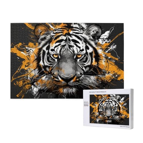 Tiger Puzzle 1000 Teile Erwachsene, DIY Tier Puzzle Design für Erwachsene und Kinder ab 5 Jahren, HD Farbe Puzzel mit Geschenkbox Verpackung for Wand Zimmer Deko Wohnzimmer, Geschenke für Frauen -419 von Wjffnzbz