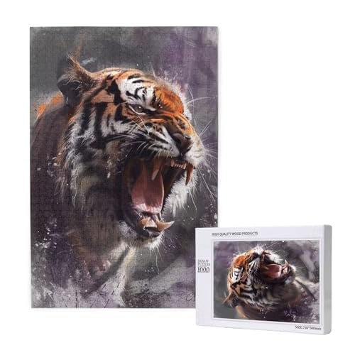 Tiger Puzzle 1000 Teile Erwachsene, DIY Tier Puzzle Design für Erwachsene und Kinder ab 5 Jahren, HD Farbe Puzzel mit Geschenkbox Verpackung for Wand Zimmer Deko Wohnzimmer, Geschenke für Frauen -8159 von Wjffnzbz