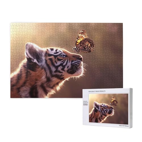 Tiger Puzzle 1000 Teile Erwachsene, Schmetterling Puzzle Design für Erwachsene und Kinder ab 5 Jahren, Farbe Puzzel mit Geschenkbox Verpackung for Zimmer Deko Wohnzimmer, Geschenke für Frauen -1259 von Wjffnzbz