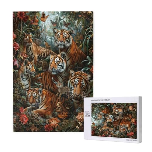 Tiger Puzzle 1000 Teile Erwachsene, Schmetterling Puzzle Design für Erwachsene und Kinder ab 5 Jahren, Farbe Puzzel mit Geschenkbox Verpackung for Zimmer Deko Wohnzimmer, Geschenke für Frauen -6629 von Wjffnzbz