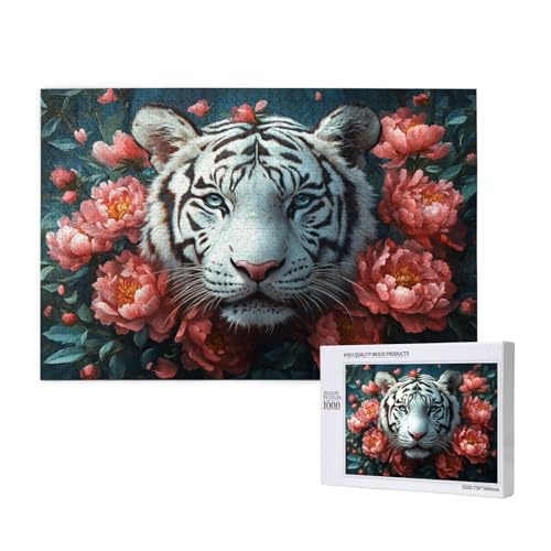 Tiger Puzzle 1500 Teile Erwachsene, 5D DIY Blume Puzzle Design für Erwachsene und Kinder ab 5 Jahren, HD Farbe Puzzel mit Geschenkbox Verpackung for Zimmer Deko Wohnzimmer, Geschenke für Frauen -380 von Wjffnzbz