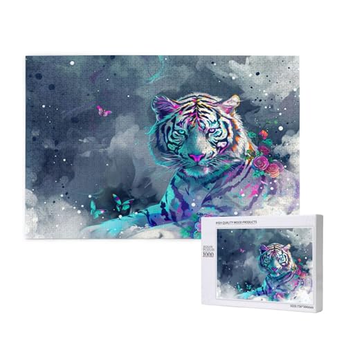 Tiger Puzzle 1500 Teile Erwachsene, 5D DIY Fantasie Puzzle Design für Erwachsene und Kinder ab 5 Jahren, HD Farbe Puzzel mit Geschenkbox Verpackung for Zimmer Deko Wohnzimmer, Geschenke für Frauen -60 von Wjffnzbz