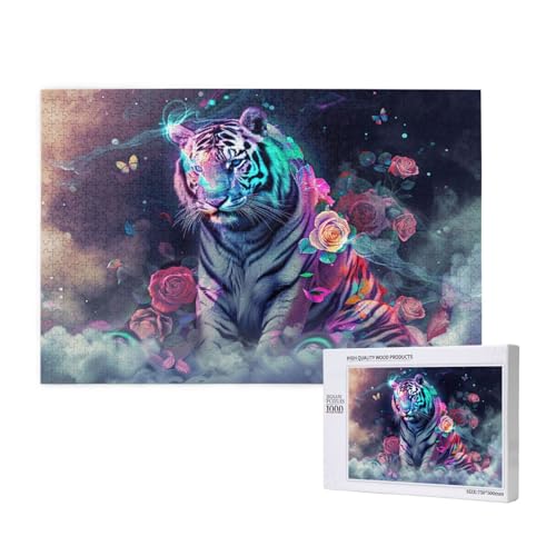 Tiger Puzzle 500 Teile Erwachsene, 5D DIY Fantasie Puzzle Design für Erwachsene und Kinder ab 5 Jahren, HD Farbe Puzzel mit Geschenkbox Verpackung for Zimmer Deko Wohnzimmer, Geschenke für Frauen -608 von Wjffnzbz