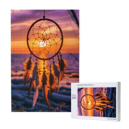 Traumfänger Puzzle 1500 Teile Erwachsene, Sonnenuntergang Puzzle Design für Erwachsene und Kinder ab 5 Jahren, Puzzel mit Geschenkbox Verpackung for Zimmer Deko Wohnzimmer, Geschenke für Frauen -8170 von Wjffnzbz