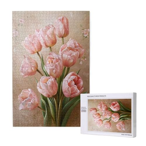 Tulpe Puzzle 1500 Teile Erwachsene, DIY Rosa Puzzle Design für Erwachsene und Kinder ab 5 Jahren, HD Farbe Puzzel mit Geschenkbox Verpackung for Wand Zimmer Deko Wohnzimmer, Geschenke für Frauen -8360 von Wjffnzbz