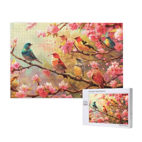 Vogel Puzzle 500 Teile Erwachsene, Kirschblüten Puzzle Design für Erwachsene und Kinder ab 5 Jahren, HD Farbe Puzzel mit Geschenkbox Verpackung for Zimmer Deko Wohnzimmer, Geschenke für Frauen -908 von Wjffnzbz