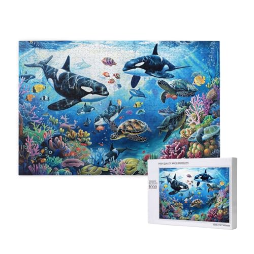 Wal Puzzle 1000 Teile Erwachsene, 5D DIY Koralle Puzzle Design für Erwachsene und Kinder ab 5 Jahren, HD Farbe Puzzel mit Geschenkbox Verpackung for Zimmer Deko Wohnzimmer, Geschenke für Frauen -849 von Wjffnzbz